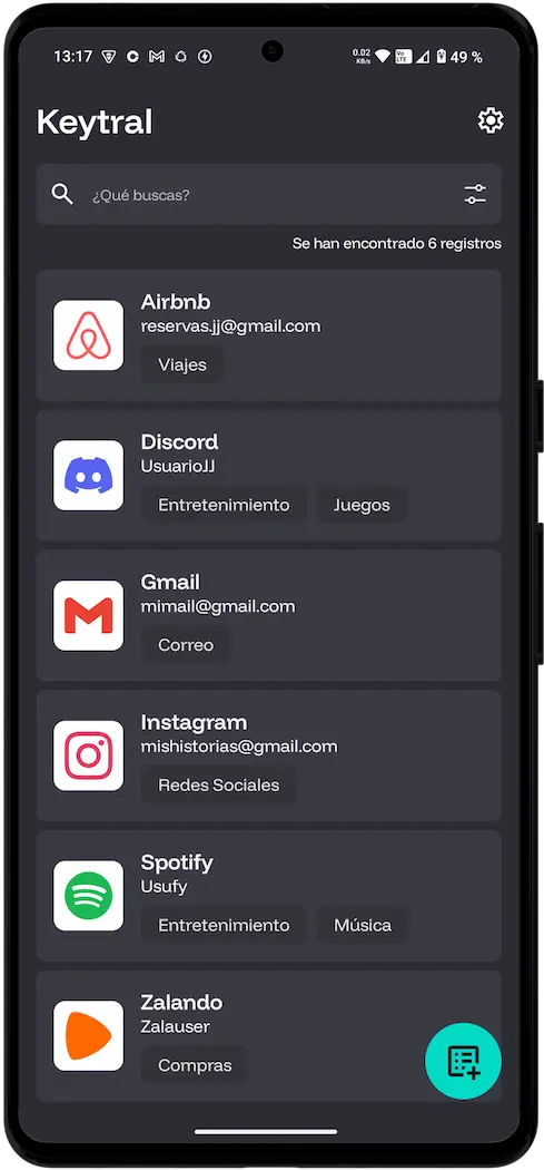 Listado de cuentas de Keytral